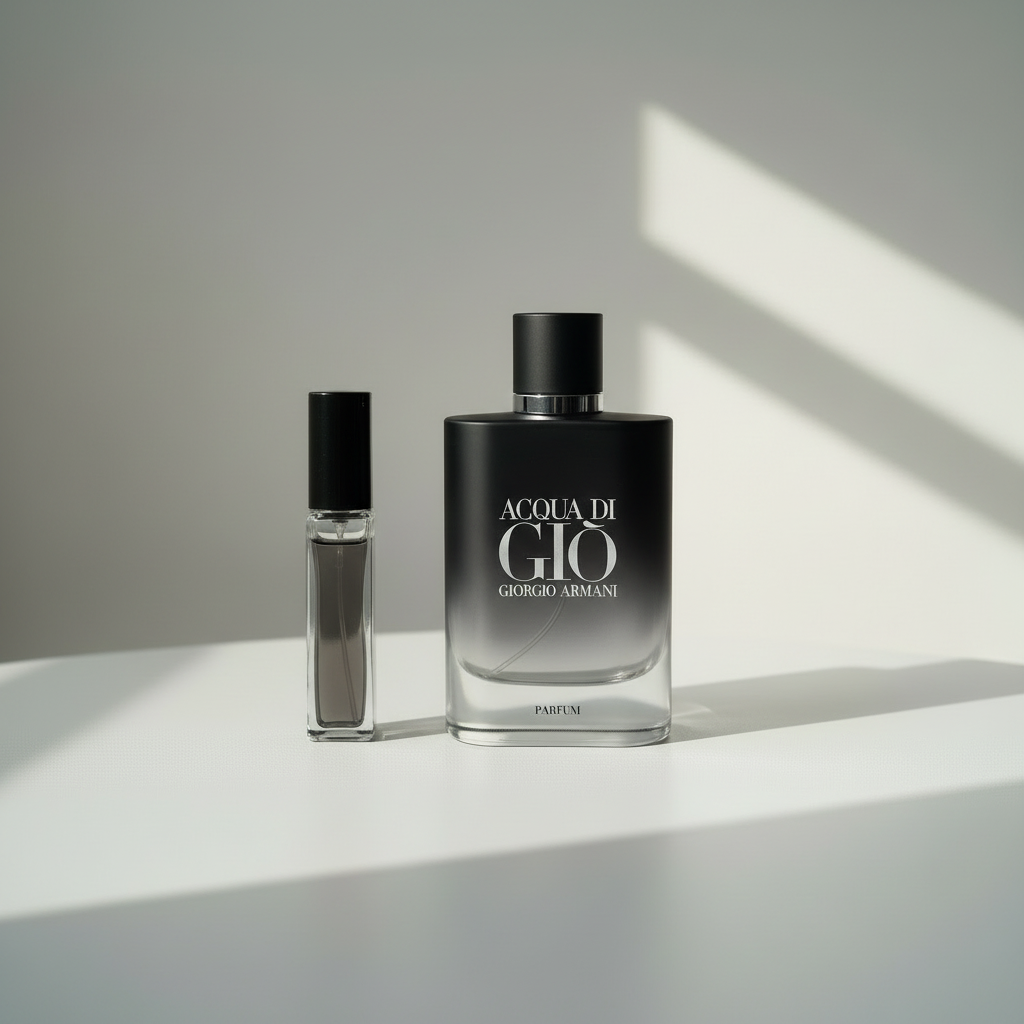 Black bottle with Acqua di Giò white background