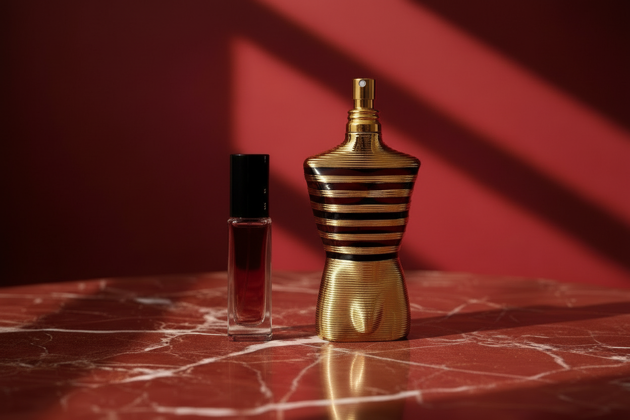 Black bottle with Jean Paul Gaultier Le Male Elixir