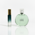Chanel Chance Eau Fraiche with blue gradient sample vial